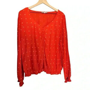 American Eagle Red Long Sleeved Blouse